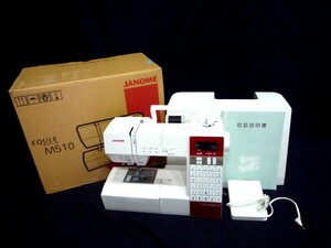 1000円スタート ミシン JANOME EQULE M510 MODEL809 ジャノメ ハンドクラフト 手工芸 通電確認済み ケース 箱付 5 ミシンJ1015