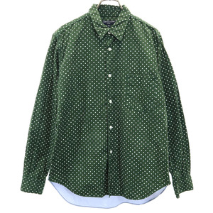 コムデギャルソンオム 2011年 日本製 ドット柄 長袖 シャツ S 深緑 COMME des GARCONS HOMME メンズ