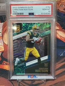 PSA10 2022 Donruss Elite CHRISTIAN WATSON RC Teal 25枚限定 ルーキー PACKERS WR SP