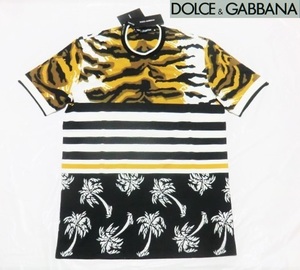 ★新品! DOLCE&GABBANA リッチでお洒落!!存在感抜群☆G8HA8T ちょいワル大人の今ドキ!!格上げ☆秀逸デザインTシャツ＜48＞イタリア製 D&G