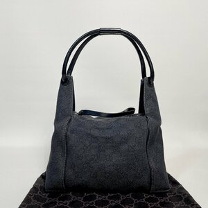 2402-81-3｜美品｜GUCCI グッチ ハンドバッグ キャンバス レザー ブラック GGキャンバス 保存袋付き