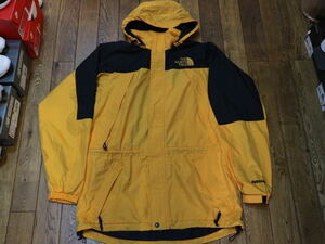 90s THE NORTH FACE マウンテンパーカー Hydrenaline M ブラック イエロー ナイロン シェル ジャケット フード ノースフェイス