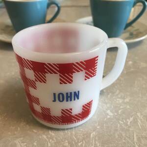 60’s～70’s アメリカンアンティークミルクガラスJOHN食器 西海岸/ヴィンテージ antiqueパイレックスダイナー雑貨ファイヤーキング