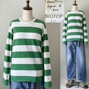 ★国内正規品 名作 定価12,500円 日本製 BIOTOP agnes b.homme EG38J019 (J019) アニエスベー オム ビオトープ 太ボーダー 長袖 Tシャツ T1