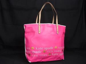 1円 ■美品■ kate spade ケイトスペード PVC×レザー トートバッグ ショルダーバッグ 肩掛け レディース オレンジ系 FJ3320