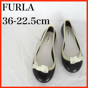 MK7136*FURLA*フルラ*レディースラバーバレエシューズ*36-22.5cm*黒