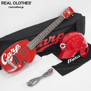 ★【美品】Carp Guitar 2nd Red 広島カープ ヘルメットギター アンプ内蔵エレキギター ソフトケース付 同梱×/160