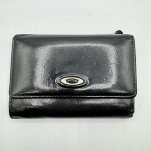  7144-01★Oakley オークリーLeather Wallet Black／三つ折り財布／ブラック／♪収納力抜群♪メンズ財布★