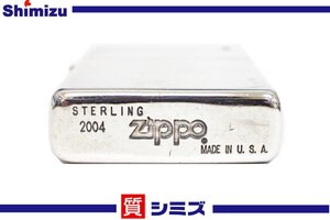 1円【ZIPPO】ジッポ スターリングシルバー 石付 2004年製 ５バレル オイルライター 喫煙具 アクセサリー◆質屋