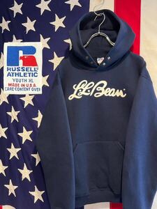 ★90s★USA製★L.L.Bean×RUSSELL ATHLETIC★筆記体ロゴ★スウェットパーカー★プルオーバー★裏起毛★Mサイズ相当★ヴィンテージ★