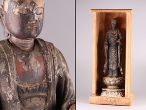 仏教美術 室町～江戸時代 時代木彫 玉眼 地蔵菩薩 仏像 高さ62cm 厨子 時代物 極上品 初だし品 C9119