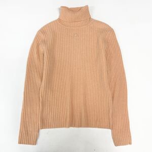 Ok25《カシミヤ100%☆》courreges クレージュ カシミヤニット 総カシミア タートルネック リブニットセーター 9R M相当 レディース