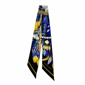 【美品】エルメス HERMES ツイリー DANSE PACIFIQUE ダンスパシフィック スカーフ ブルー × ブラック ツイリースカーフ