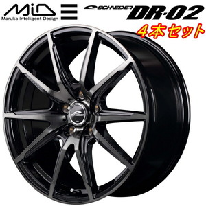 MID SCHNEDER DR-02 ホイール4本 ブラックポリッシュ+ブラッククリア 7.0J-18インチ 5穴/PCD100 インセット+48