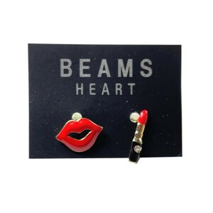 女性のアイテム♪ BEAMS HEART ビームス ハート リップ スティック 唇 口紅 ピアス ピン 耳 イヤー アクセサリー レディース 台紙付き 美品