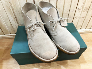 109★Clarks/クラークス 定番 デザートブーツ スウェード メンズ グレー系 26.5cm 靴 シューズ カジュアル トラッド USED ★