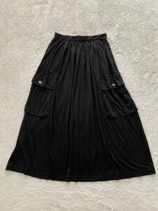 tricot COMME des GARCONS ポケット付き ブラック ロングスカート 黒 レーヨン トリコ コムデギャルソン