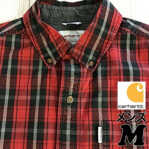 ◎アメリカ直輸入!!◎正規品◎【carhartt カーハート】チェック柄 長袖 ボタンダウンシャツ[メンズ M]赤×黒 ワークシャツ アメカジ K-972