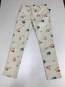 ★GAP★新品★デニム★140★ベージュ★花★ストレッチ入り★2-2