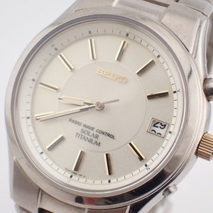 1円～★稼働品★SEIKO セイコー 7B42-0AN0 デイト ラウンド 電波ソーラー メンズ 腕時計 REC1112-1000