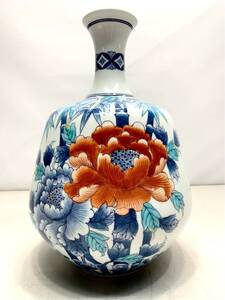 希少　錦花鳥文花瓶　虎仙作　色絵　鍋島焼　伊万里焼　アンティーク花瓶　花器 花入 華道具 飾壷　昭和レトロ 7991 10