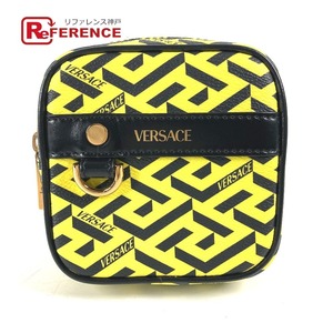 未使用 VERSACE ヴェルサーチ ロゴ ラグレカ メイクポーチ 化粧ポーチ マルチポーチ ポーチ イエロー レディース【中古】