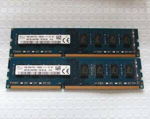 PC用メモリ SKhynix 4GB 2Rx8 PC3-12800U-11-12-B1 HMT351U6EFR8C-PB 4GBX2 計：8GB 中古 115