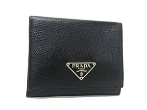 1円 ■美品■ PRADA プラダ サフィアーノレザー コインケース コインパース カードケース 小銭入れ レディース メンズ ブラック系 FB9596