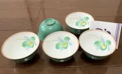 新品　香蘭社　湯呑み　5個　グリーン蘭　有田焼　工芸品