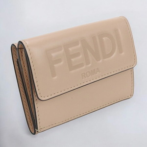 中古 フェンディ 三折財布小銭入付き レディース ブランド FENDI フェンディ ローマ マイクロ 三つ折り財布 レザー 8M0395 ピンク 財布