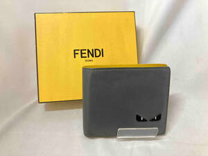 FENDI／ BAG BUGS EYE 7M0169-A1W8-188-8167／グレー×イエロー 財布 札入れ カード コインケースなし