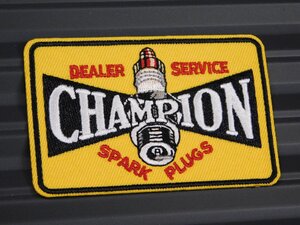 ◆送料\110◆【CHAMPION・チャンピオンプラグ】※《アイロン刺繍ワッペン・プラグ》　アメリカン雑貨　刺繍ワッペン　アイロンワッペン