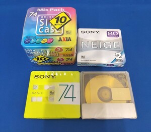 ★未使用/保管品 MD ミニディスク 4パック/14点セット/まとめて AXIA Slim case mix Pack 74/SONY DUAL74 BASIC74 NEIGE80 録音用★