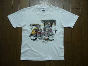 90s　USA製　CRAZY SHIRT　半袖　Tシャツ　クリバンキャット　サイズS