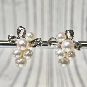 m001 T4(30) 美品 MIKIMOTO ミキモト イヤリング パール 5P ×2 シルバー 真珠