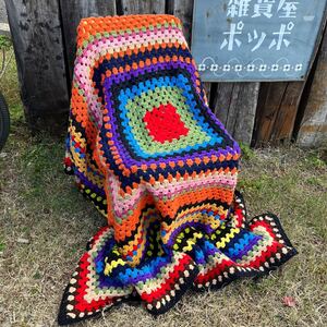 【USA vintage】Granny Blanket Square グラニーブランケット　スクエア　アメリカ　ビンテージ 