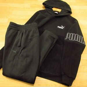 ◎美品！M 上下セット！PUMA プーマ◆厚手 ボアフリースジャケット&テーパードパンツ 防寒 秋冬！◆メンズ 黒◆BA1002