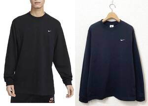 【メンズS】NIKE ナイキ SOLO SWOOSH L/S TOP 長袖Tシャツ ブラック 黒 ロンT スウッシュ 刺繍 ロゴ ワンポイント