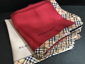 ■Burberry バーバリー　スカーフ シルク ノバチェック　58×58cm 赤　ベージュ　2枚セット　タグ付き