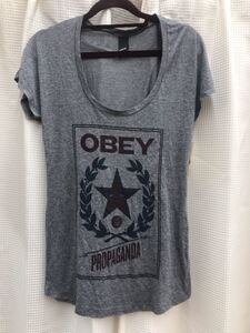 OBEY オベイ ストリート スケボー プリント ロゴ Tシャツ Sサイズ 未使用品 グレー