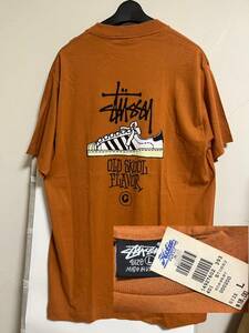 80s 80s old stussy 黒タグ dead stock オレンジ old skool flavor Tシャツ