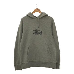 ◆中古品◆STUSSY ステューシー パーカー Mサイズ メンズ グレー フーディ― 刺繍ロゴ スウェット ※裾付近に穴あき有り Q53711NSD