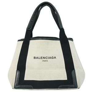 本物 バレンシアガ BALENCIAGA ネイビー カバス S トートバッグ ハンドバッグ キャンバス ホワイト ブラック 339933