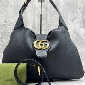 【現行品/美品】GUCCI グッチ アフロディーテ ハンドバッグ ショルダーバッグ 2way ソフトレザー ゴールド金具 ブラック 黒 ミディアム