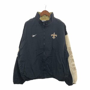 90年代 Reebok リーボック PRO LINE NFL ニューオーリンズ・セインツ スタジアムジャケット ブラック (メンズ 2XL) 中古 古着 P6250