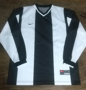 値下交渉 1990 or 2000年代 ナイキ 長袖 ストライプ ゲームシャツ/ユニフォーム 検)90s Y2K NIKE BLACK WHITE L/S STRIPE SWOOSH 黒 白 Y2K