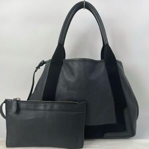 【極美品】BALENCIAGA バレンシアガ ネイビーカバス S トートバッグ 肩掛け パンチング レザー カーフレザー ブラック 黒 339933