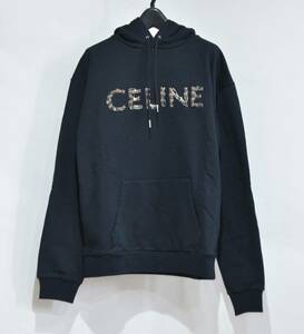 国内正規品 CELINE セリーヌ 安全ピン ロゴ プルオーバー パーカー ブラック S Y-20461X