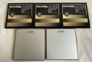 maxell 35-180B TDK SOUND RECORDING TAPE オープンリールテープ メタルリール マクセル 5点 まとめ セット