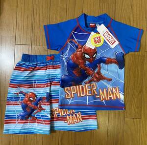 新品 100cm ★ スパイダーマン 水着 ラッシュガード セット ボーイズ パンツ コストコ UV加工 日焼け防止 マーベル SPIDER MAN 95 100 105